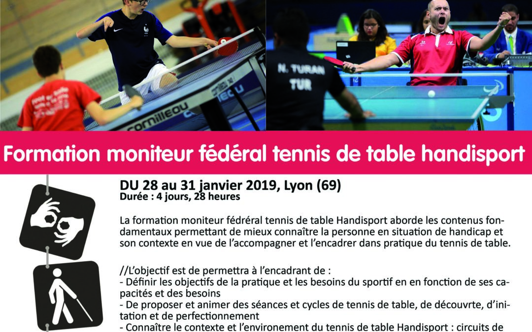Formation Moniteur Fédéral Tennis de Table Handisport